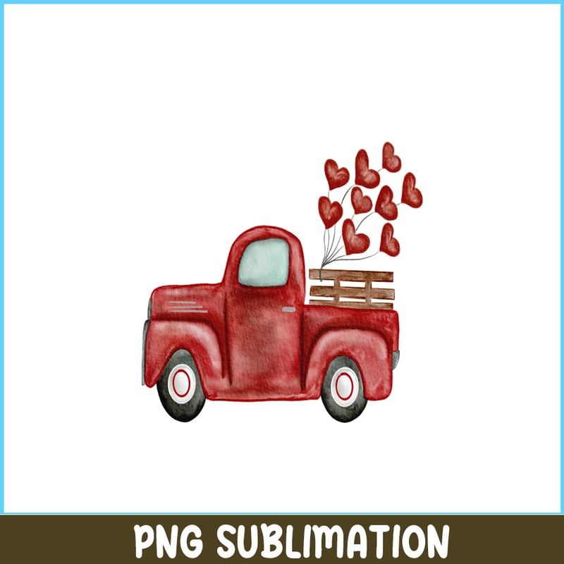VLT211023106-Red Vintage Truck PNG, Sweet Valentine PNG, Valentine Holidays PNG.png