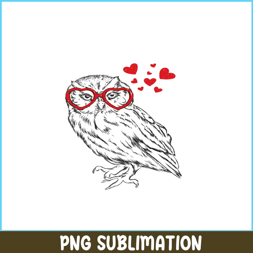 VLT21102341-Owl With Sunglasses PNG, Funny Valentine PNG, Valentine Holidays PNG.png