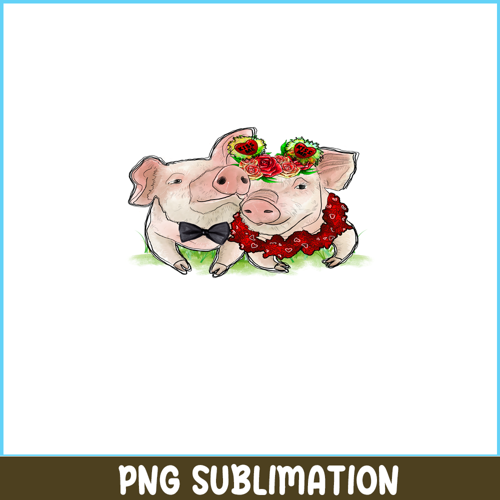 VLT21102343-Pig Wedding PNG, Funny Valentine PNG, Valentine Holidays PNG.png