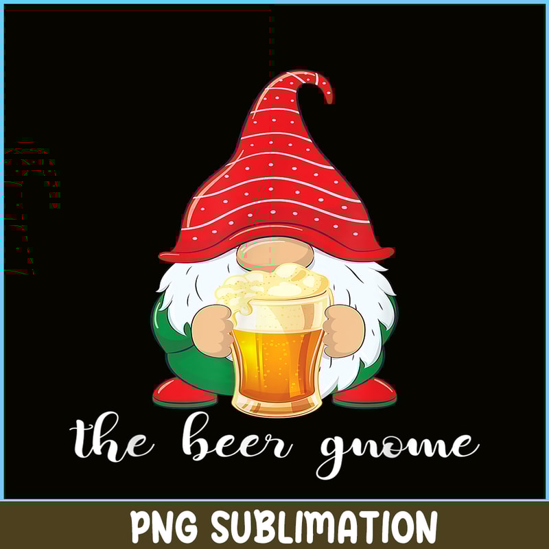 BEER28102315-Christmas Funny Gnome Beer Lovers PNG The Beer Gnome PNG Drunk Gnome PNG.png