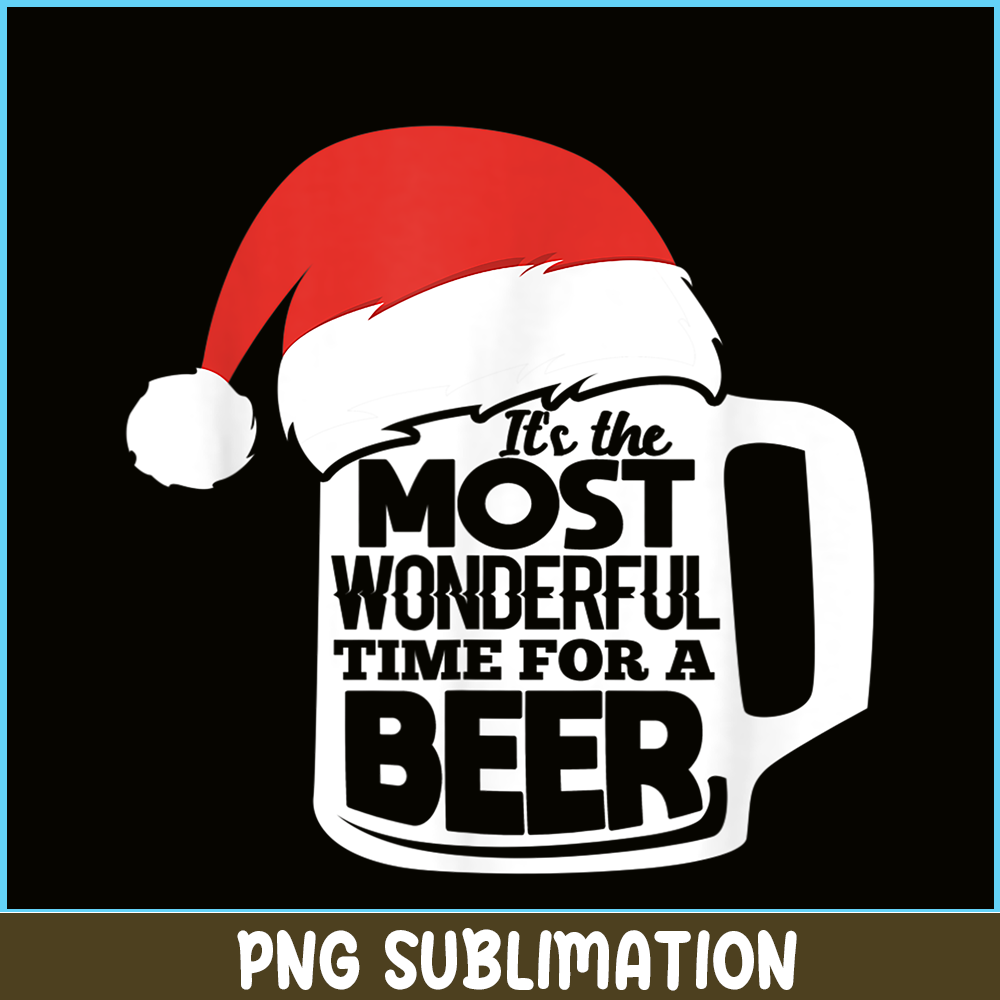 BEER28102349-Wonderful Time For A Beer PNG Christmas Beer PNG Drunk Christmas PNg.png
