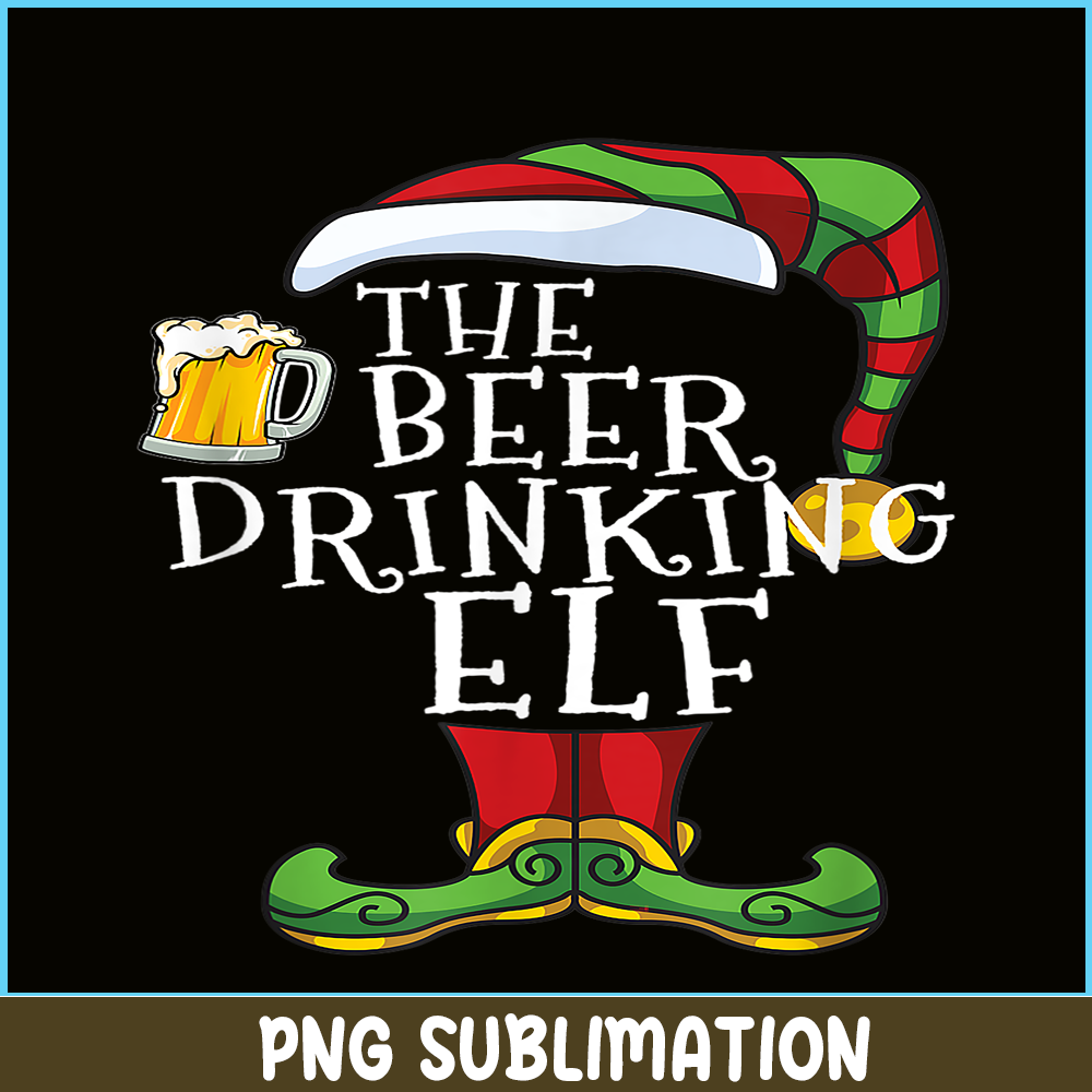 BEER28102374-The Beer Drinking Elf PNG Christmas Beer PNG Drunk Christmas PNG.png