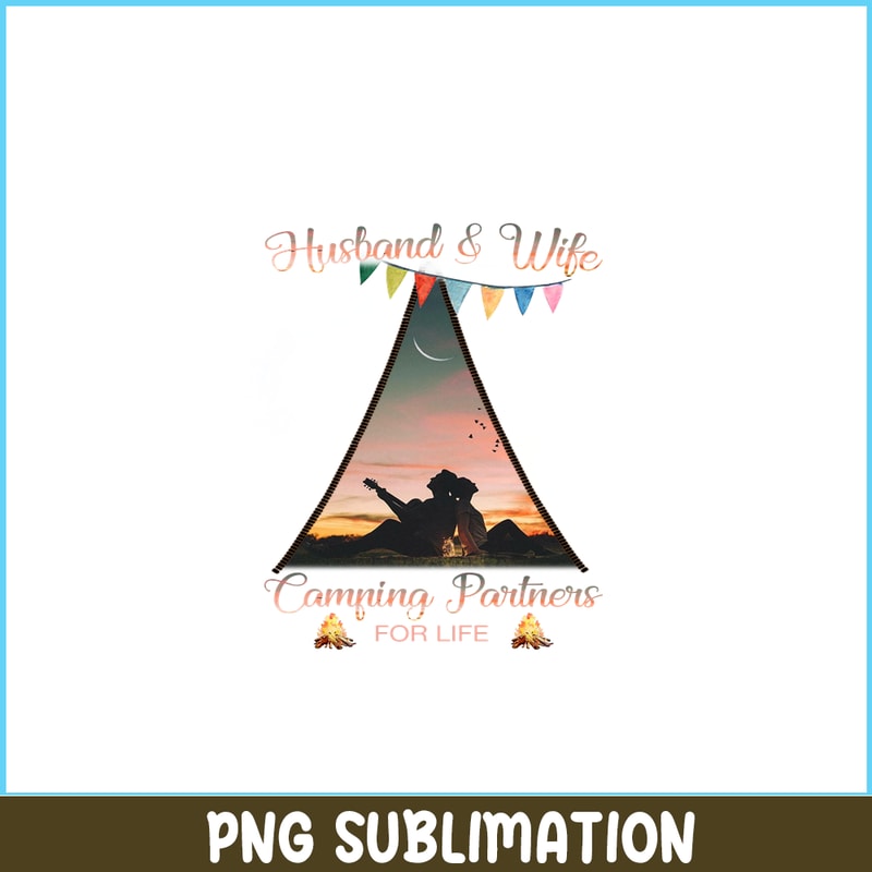 CAMP07112359-Husband And Wife Camping Partner For Life PNG Camping PNG Hut Opened The Scene Of The Couple Sitting At Night PNG.png
