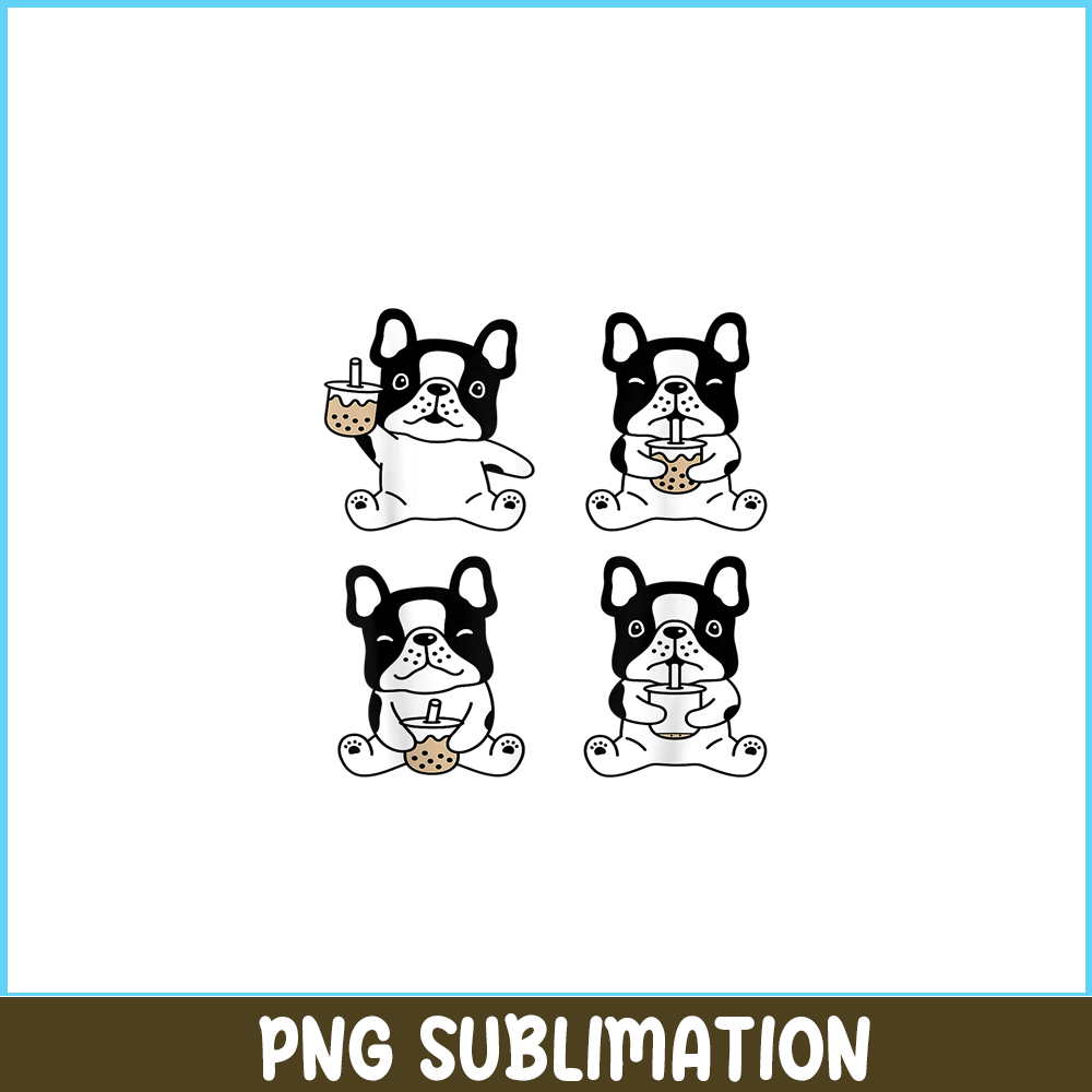 HL161023169-Kawaii French Bulldog Bubble Tea PNG, Frenchie Bulldog PNG, French Dog Artwork PNG.png