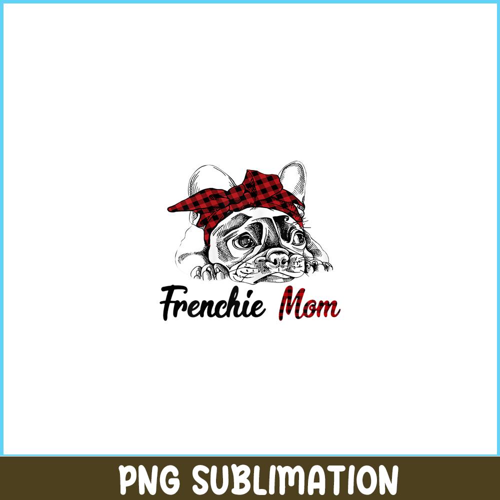 HL161023217-Womens Frenchie Mom French Bulldog With Buffalo Plaid Headband PNG.png