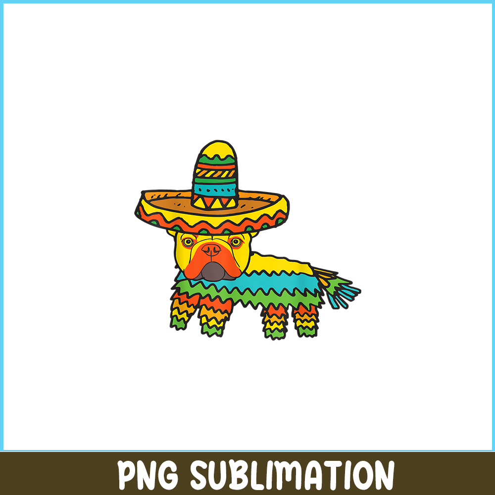 HL16102341-French Bulldog Cinco De Mayo PNG, Funny Pinata Dog PNG, Bulldog Mascot PNG.png