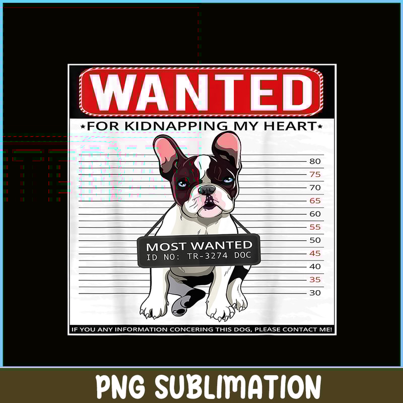 HL16102343-French Bulldog Wanted PNG, French Dog Artwork PNG, Bulldog Mascot PNG.png