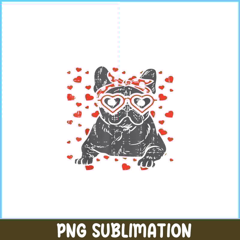 HL16102364-French Bulldog Heart Glasses Valentine Day PNG, Frenchie Dog PNG, French Bulldog Graphic PNG.png