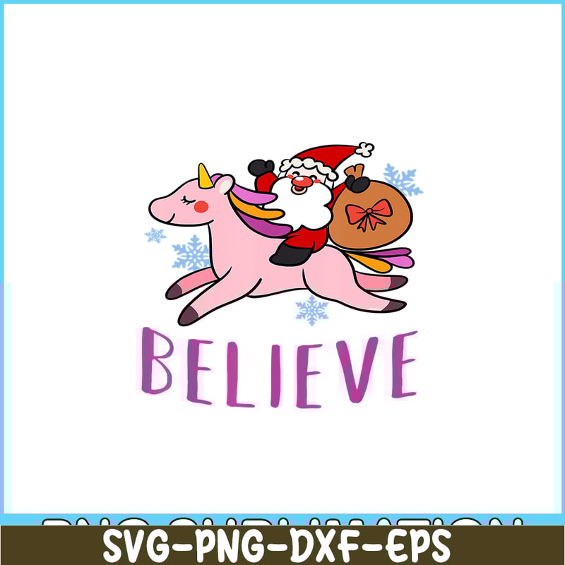 PNG14102366-Unicorn Christmas Believe Cute Santa Unicorn Xmas Girls T-Shirt Png.png