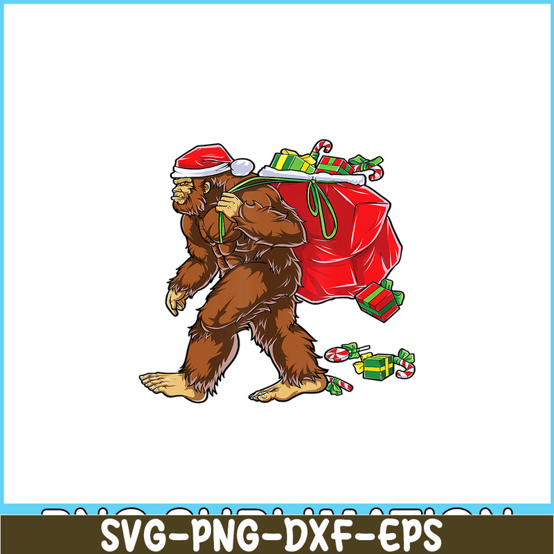 PNG14102398-Bigfoot Santa Carrying Christmas Bag Xmas Hat Sasquatch Men T-Shirt Png.png