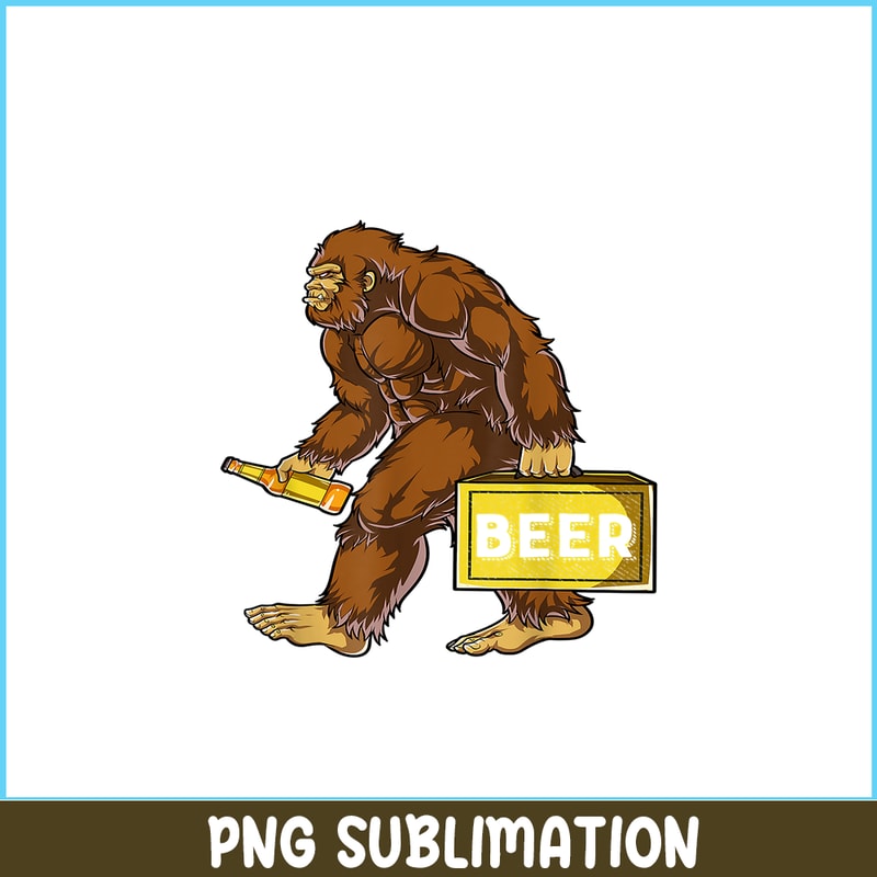 BEER28102312-Bigfoot with Beer PNG funny Sasquatch PNG Drinking Party PNG.png