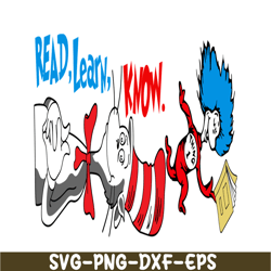 cat in the hat read learn know svg, dr seuss svg, dr seuss quotes svg ds205122333