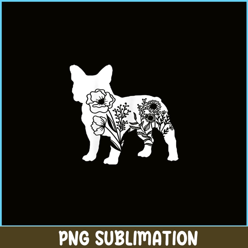 HL16102332-Floral French Bulldog PNG, Dog Lover PNG, Bulldog Mascot PNG.png
