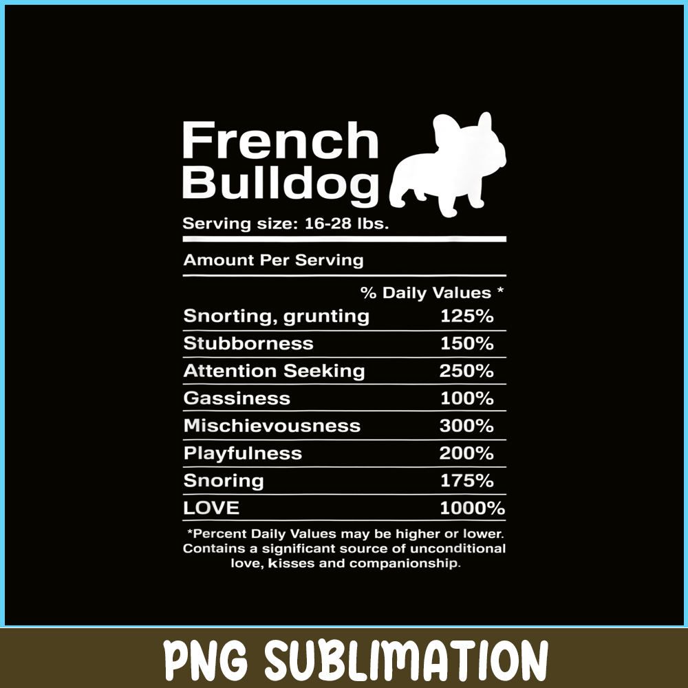 HL16102350-French Bulldog Facts Nutrition PNG, Frenchie Dog Lover PNG,Bulldog Mascot PNG.png
