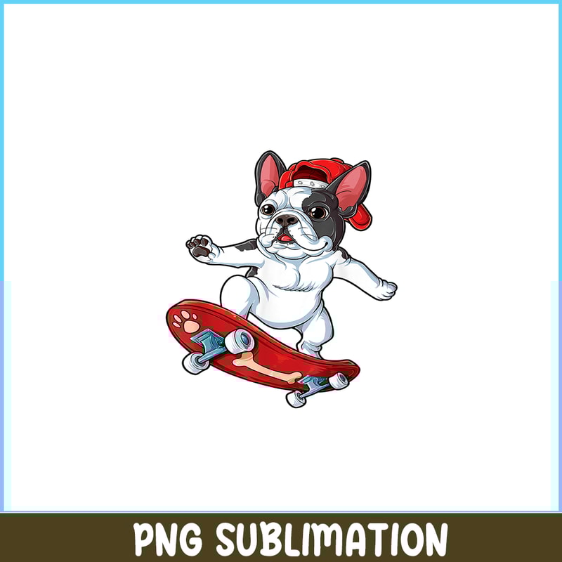 HL16102389-French Bulldog Skateboard PNG, Frenchie Dog Lover PNG, French Dog Artwork PNG.png