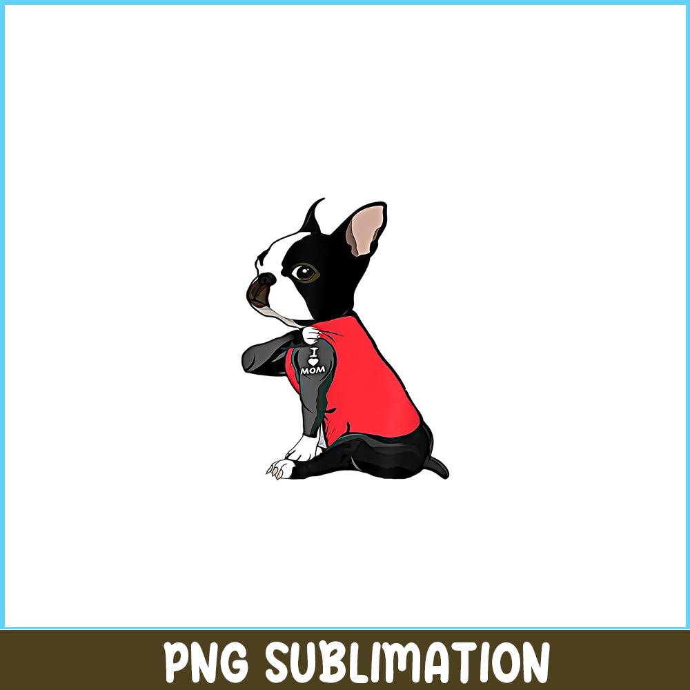 HL16102394-French Bulldog Tattoo I Love Mom PNG, Frenchie Dog Lover PNG, French Dog Artwork PNG.png