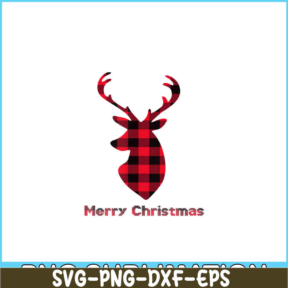 PNG141023111-Buffalo Plaid Reindeer Christmas Tee Santa Hat Merry Xmas T-Shirt Png.png
