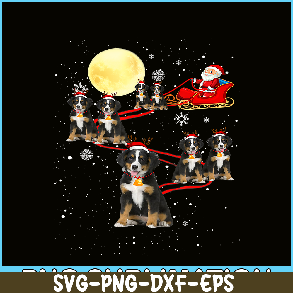 PNG14102396-Bernese Mountain Dog Santa Sleigh Reindeer Christmas Xmas T-Shirt Png.png