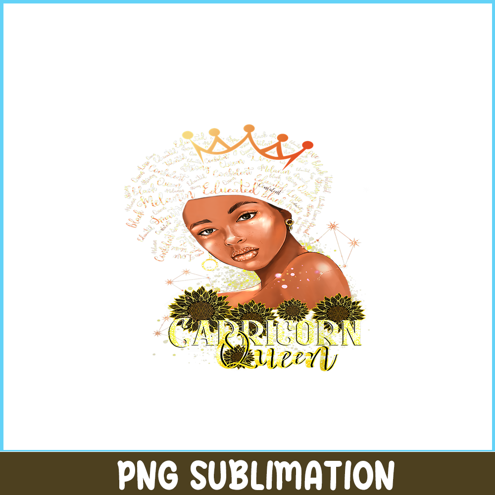 CPB28102301-Capricorn Queen PNG Strong Smart Afro Melanin PNG Gift For Black Women PNG.png