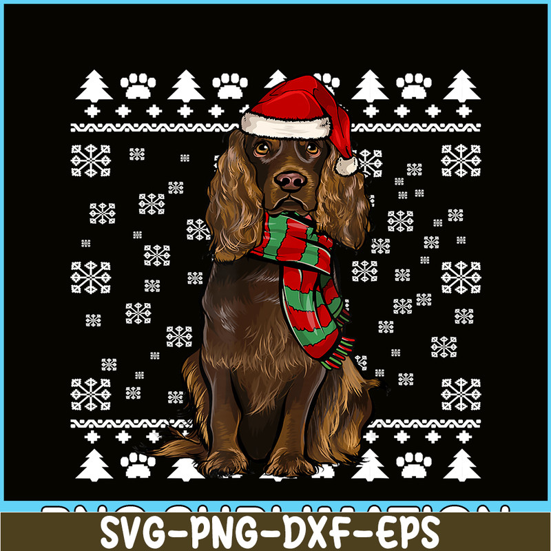 PNG141023109-Boykin Spaniel Dog Santa Hat Xmas Ugly Christmas T-Shirt Png.png