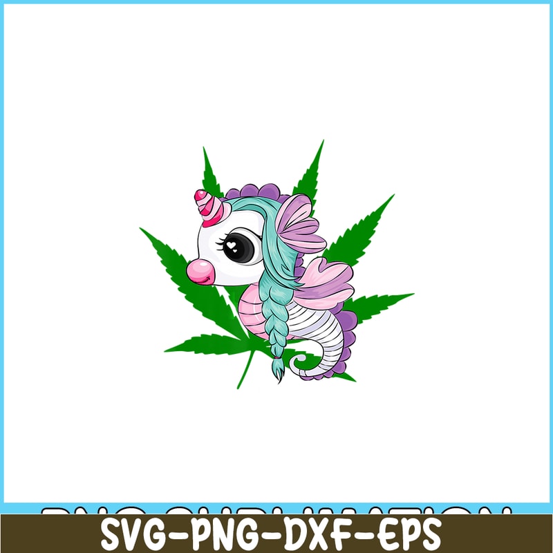PNG14102352-Cute Christmas Tee Marijuana Weed Leaf Cool Seahorse Unicorn T-Shirt Png.png