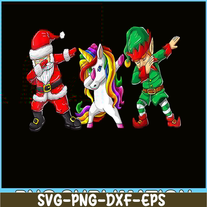 PNG14102353-Dabbing Santa Elf Unicorn Christmas Kids Boys Men Xmas Gifts T-Shirt Png.png