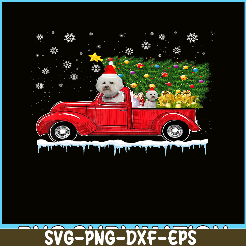 PNG14102397-Bichon Frise Red Car Truck Christmas Tree Santa Xmas Dog T-Shirt Png.png