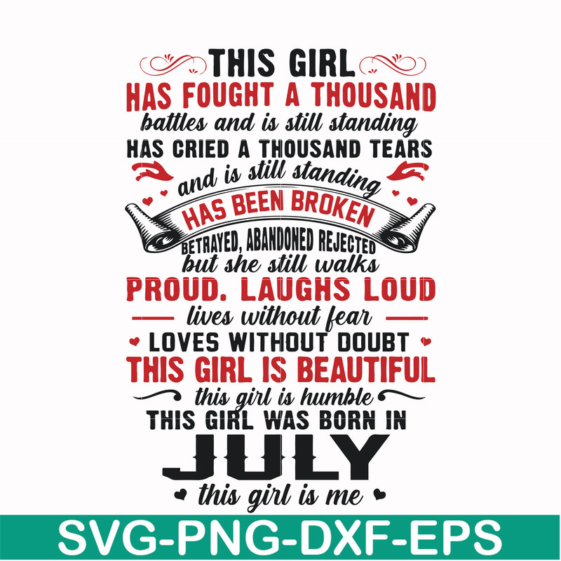 FN0001023-This girl has fought a thousand battles and is still standing this girl was born in July this girl is me svg, png, dxf, eps file FN0001023.jpg