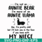 FN000228-I'm not an auntie bear I'm more of an auntie llama but I'll kick you in the face if you mess with my niece svg, png, dxf, eps file FN000228.jpg