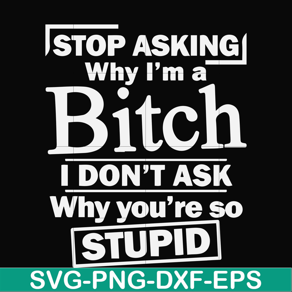 FN000463-Stop asking why I'm a bitch I don't ask why you're so stupid svg, png, dxf, eps file FN000463.jpg