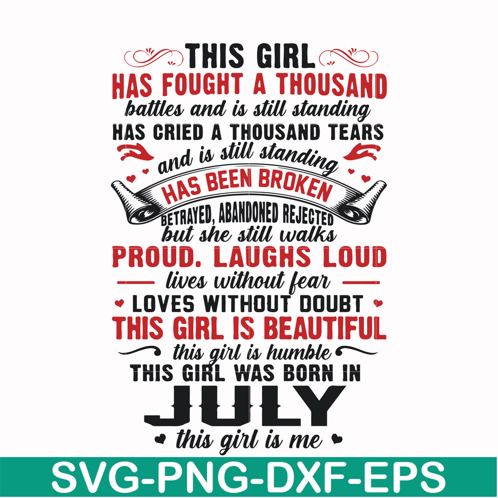 FN0001023-This girl has fought a thousand battles and is still standing this girl was born in July this girl is me svg, png, dxf, eps file FN0001023.jpg
