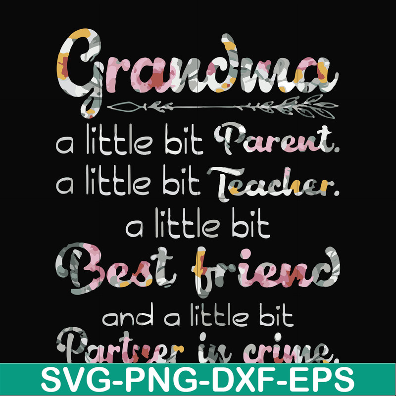 FN000460-Grandma a little bit Parent a little bit teacher a little bit best friend and a little bit partner in crime svg, png, dxf, eps file FN000460.jpg