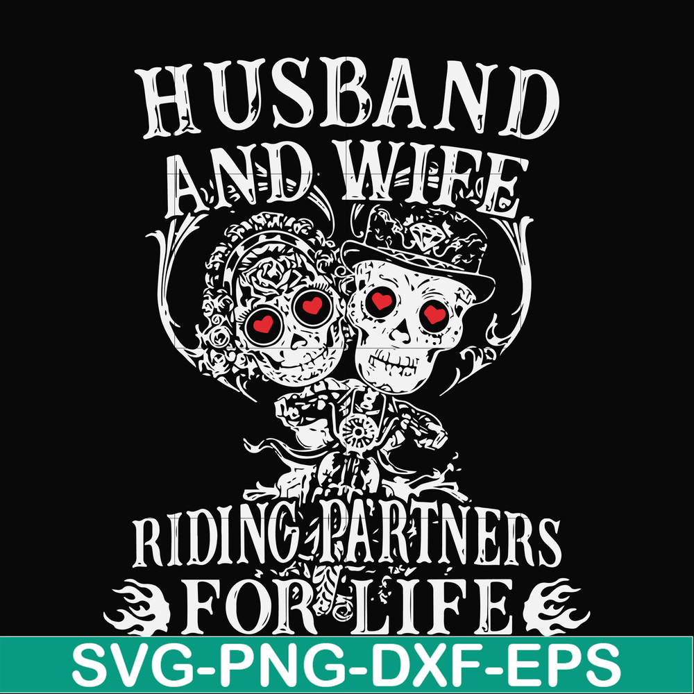 FN000523-Husband and wife riding partners for life svg, png, dxf, eps file FN000523.jpg