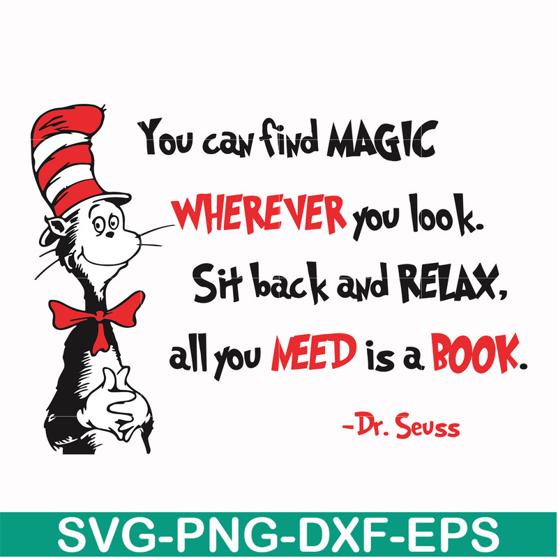 DR00050-You can find magic wherever you look sit back and relax all you need is a book svg, png, dxf, eps file DR00050.jpg
