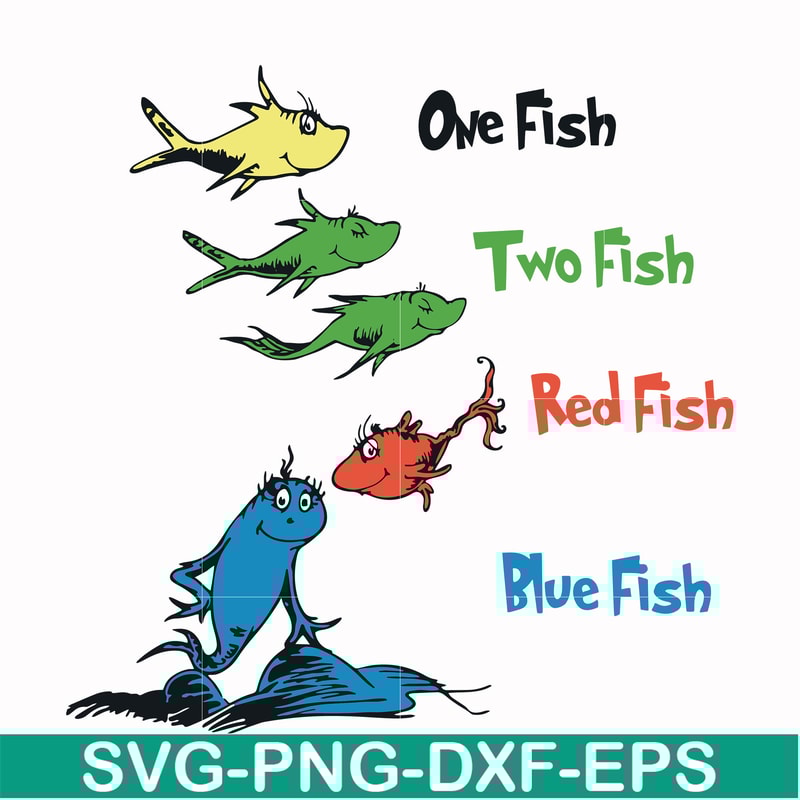 DR000105-One fish two fish red fish blue fish svg, png, dxf, eps file DR000105.jpg