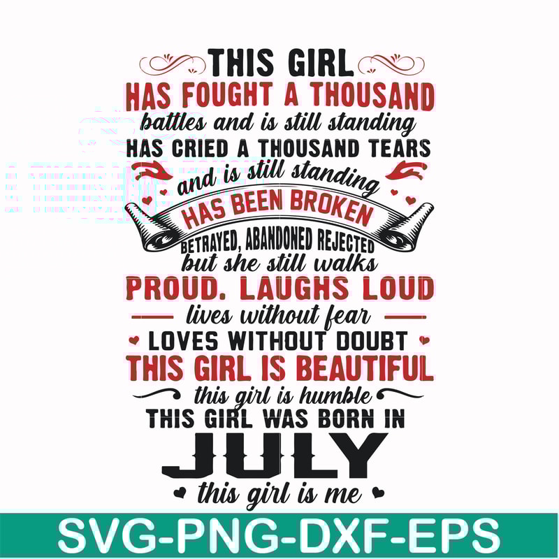FN0001023-This girl has fought a thousand battles and is still standing this girl was born in July this girl is me svg, png, dxf, eps file FN0001023.jpg