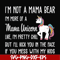FN000264-I'm not a mama bear I'm more of a mama unicorn Uke I'm pretty chill but I'll kick you in the face if you mess with my kids svg, png, dxf, eps file FN00