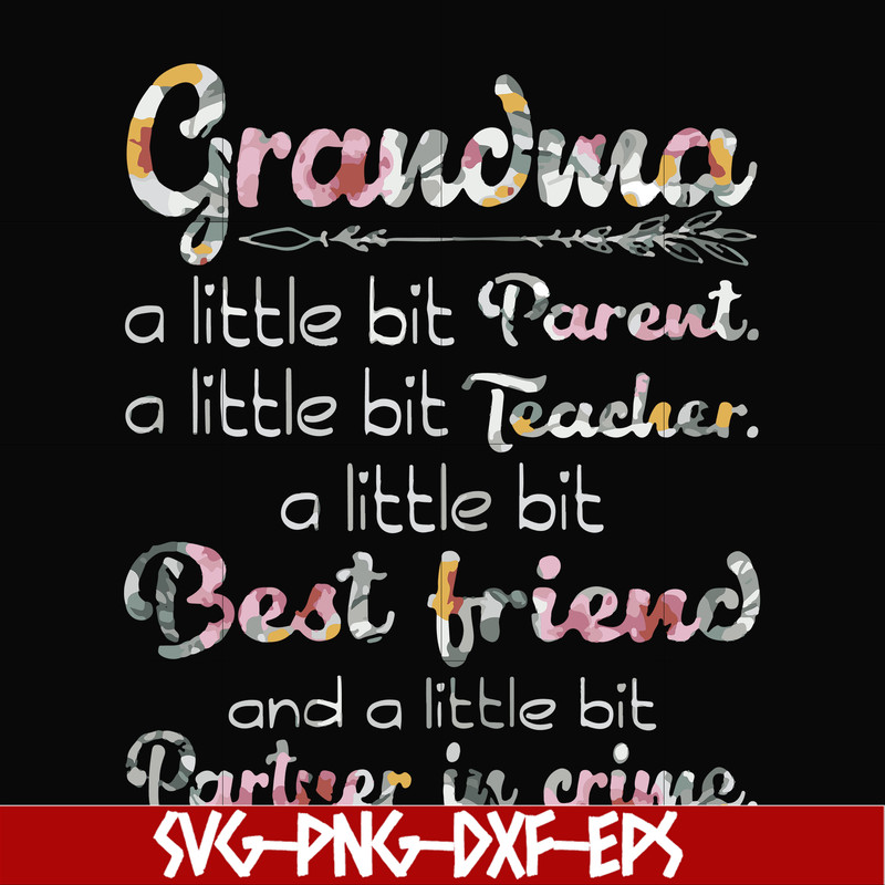 FN000460-Grandma a little bit Parent a little bit teacher a little bit best friend and a little bit partner in crime svg, png, dxf, eps file FN000460.jpg