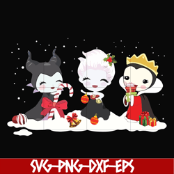 chibi disney villains maleficent ursula evil queen christmas svg, png, dxf, eps digital file ncrm0105