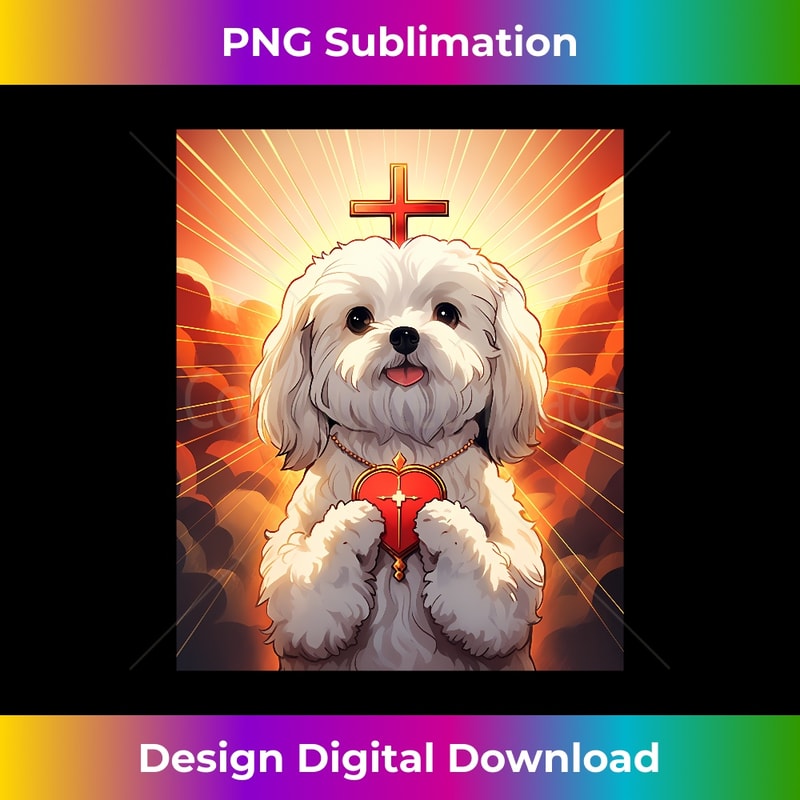 XZ-20231225-3351_Sacred Heart of Bichon Frise, Dog Jesus Art, Pet Art Funny Long Sleeve 1.jpg