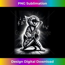 Rock Cat Playing Saxophone Jazz Sax Musician Saxophonist Tank Top - Artisanal Sublimation PNG File - Elevate Your Style with Intricate Details