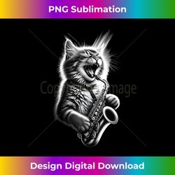 Funny Cat Playing Saxophone Jazz Sax Musician Saxophonist Tank Top - Minimalist Sublimation Digital File - Craft with Boldness and Assurance