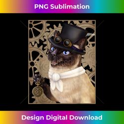 Steampunk cat - Siamese with a top hat, goggles, and gears - Classic Sublimation PNG File - Craft with Boldness and Assurance