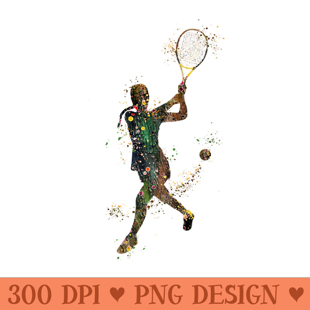 Tennis Girl Player Backhand Shot Watercolor - Download PNG Graphics - Popularity