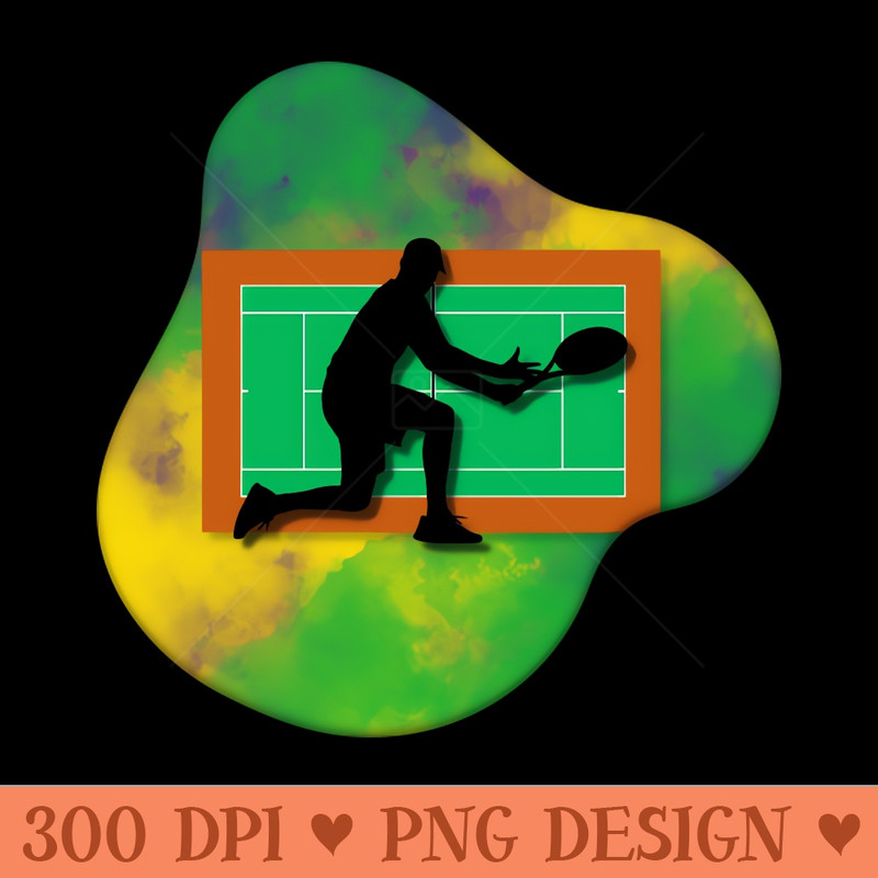 Tennis Player with Tennis Court Background and Wimbledon Colours - Premium PNG Downloads - Customer Support