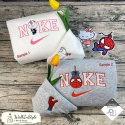 cute spiderman and gwen stacy kitty embroidered sweatshirts matching, embroidery matching couple