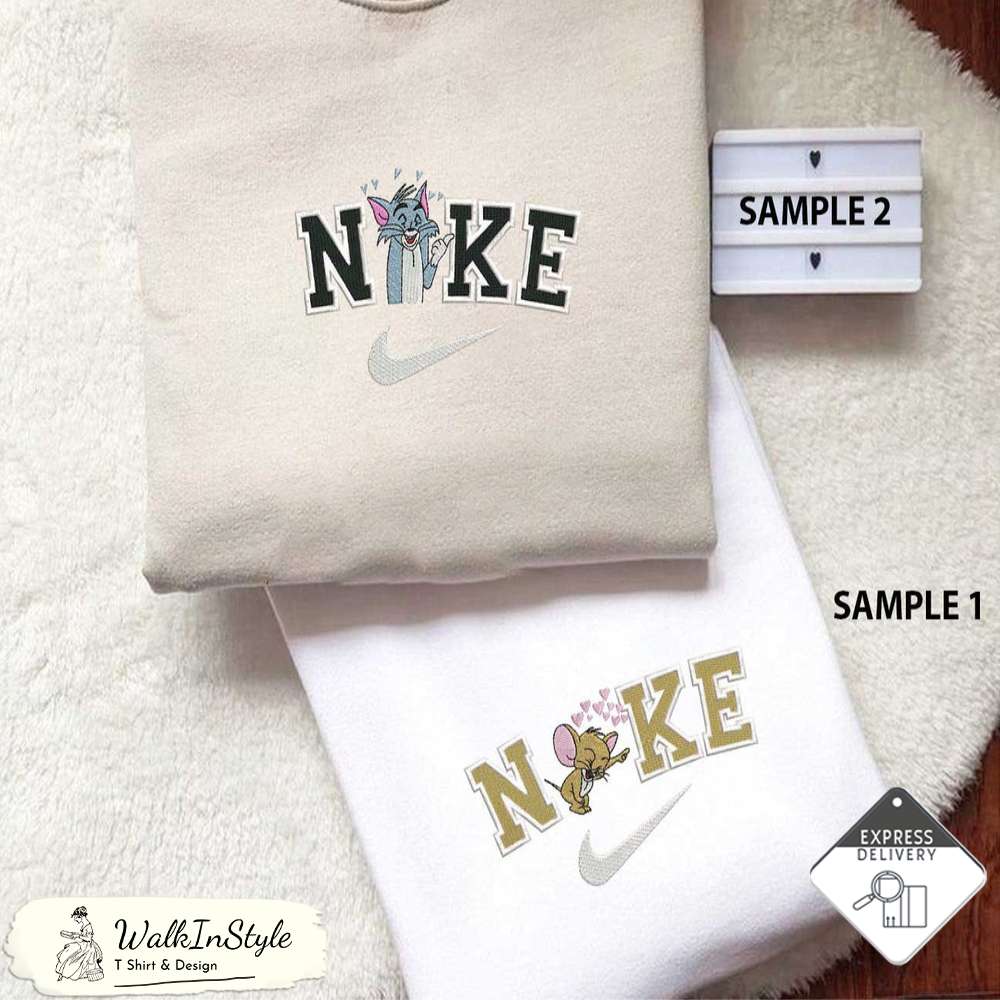 Cute Tom And Jerry Nike Embroidered Sweatshirts, Vintage Nike Embroidery Matching Sweatshirt - Viralustee.jpg