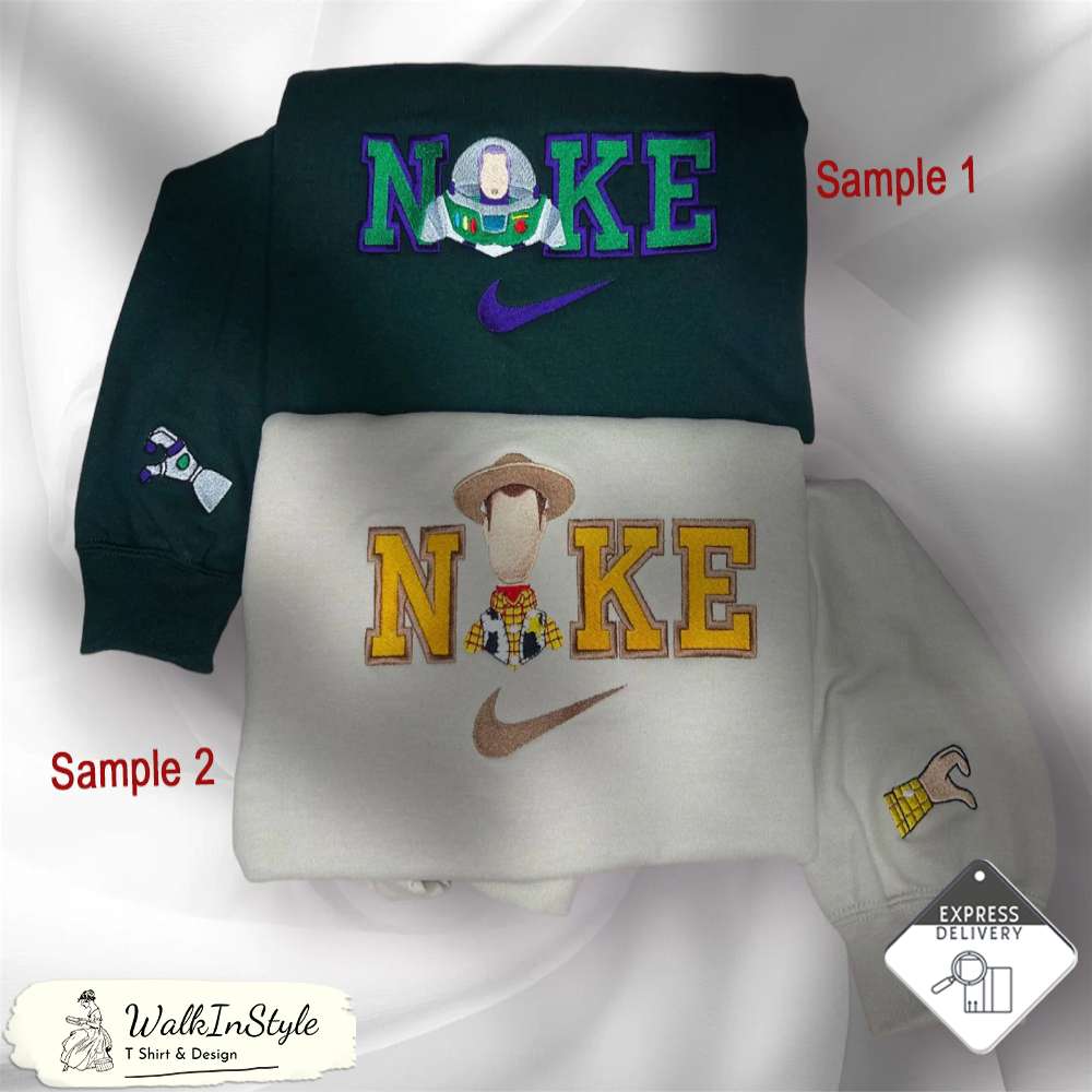 Cute Woody And Buzz Lightyear Toy Story Nike Embroidered Sweatshirts, Nike Embroidery Matching - Viralustee.jpg