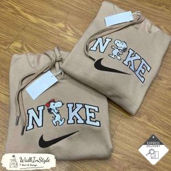 snoopy and girlfriend couple embroidered sweatshirt