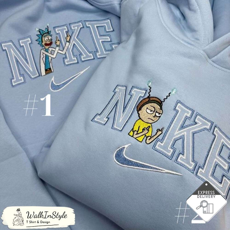 Vintage Rick And Morty Nike Embroidered Sweatshirts Matching Friends - Viralustee.jpg